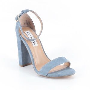 Steve Madden Carson Blue Suede Leather Ankle Strap Heels